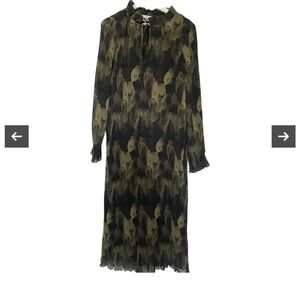 Ganni Olive and Black Long Sleeve Dress